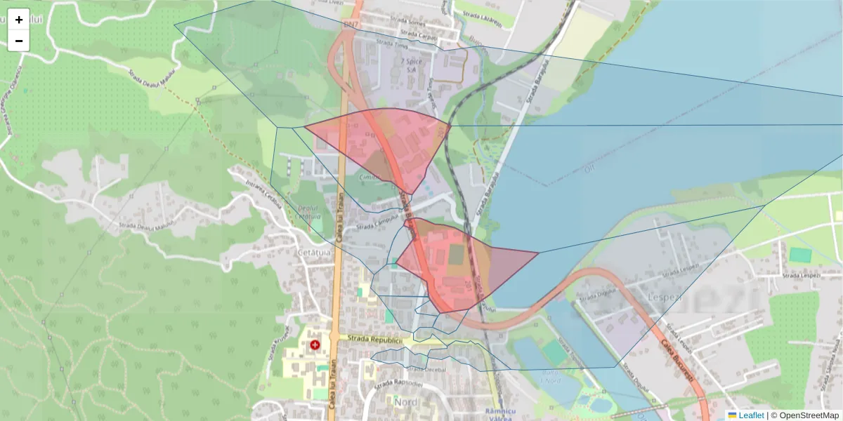 Hartă a codului poștal  și a codurilor poștale învecinate