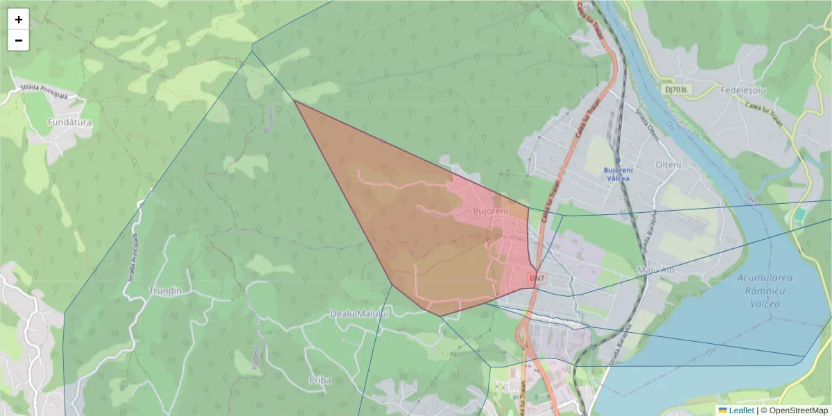 Hartă a codului poștal  și a codurilor poștale învecinate