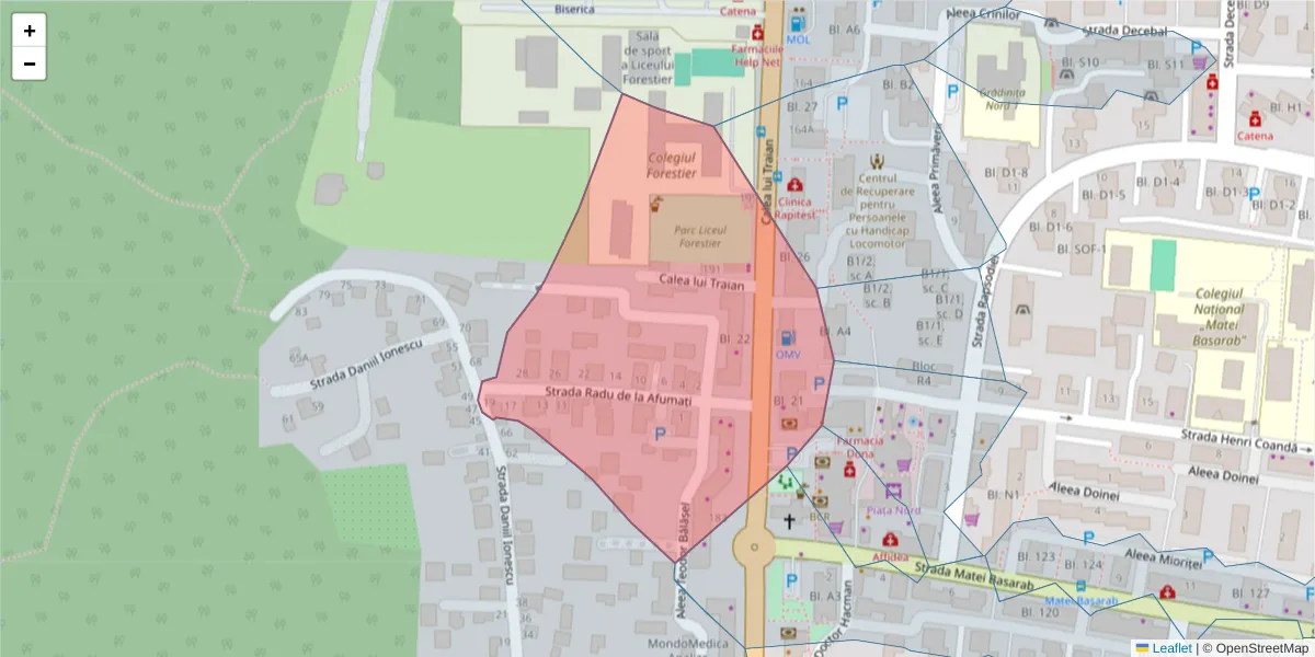 Hartă a codului poștal  și a codurilor poștale învecinate