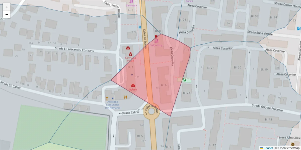 Hartă a codului poștal  și a codurilor poștale învecinate