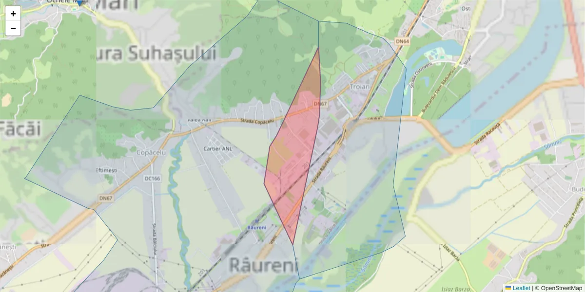 Hartă a codului poștal  și a codurilor poștale învecinate