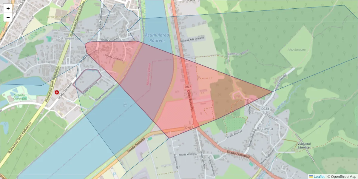 Hartă a codului poștal  și a codurilor poștale învecinate