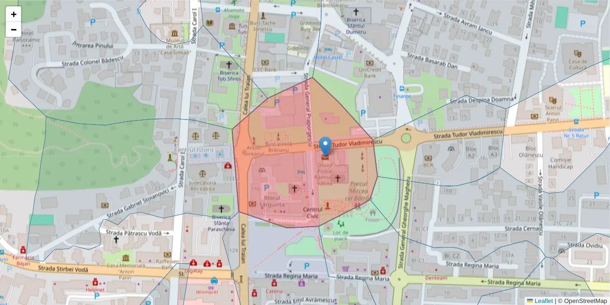 Hartă a codului poștal  și a codurilor poștale învecinate