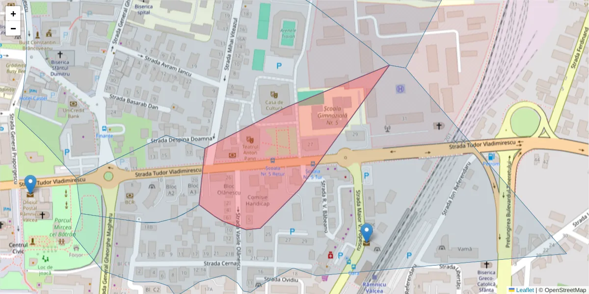 Hartă a codului poștal  și a codurilor poștale învecinate