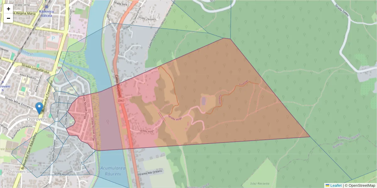 Hartă a codului poștal  și a codurilor poștale învecinate