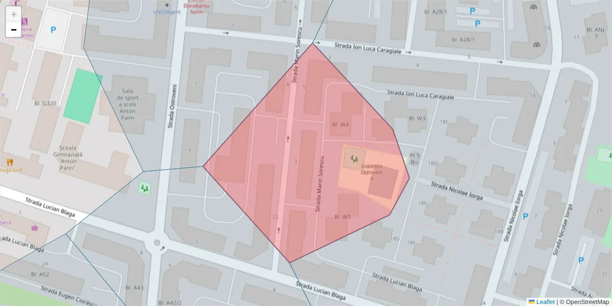 Hartă a codului poștal  și a codurilor poștale învecinate