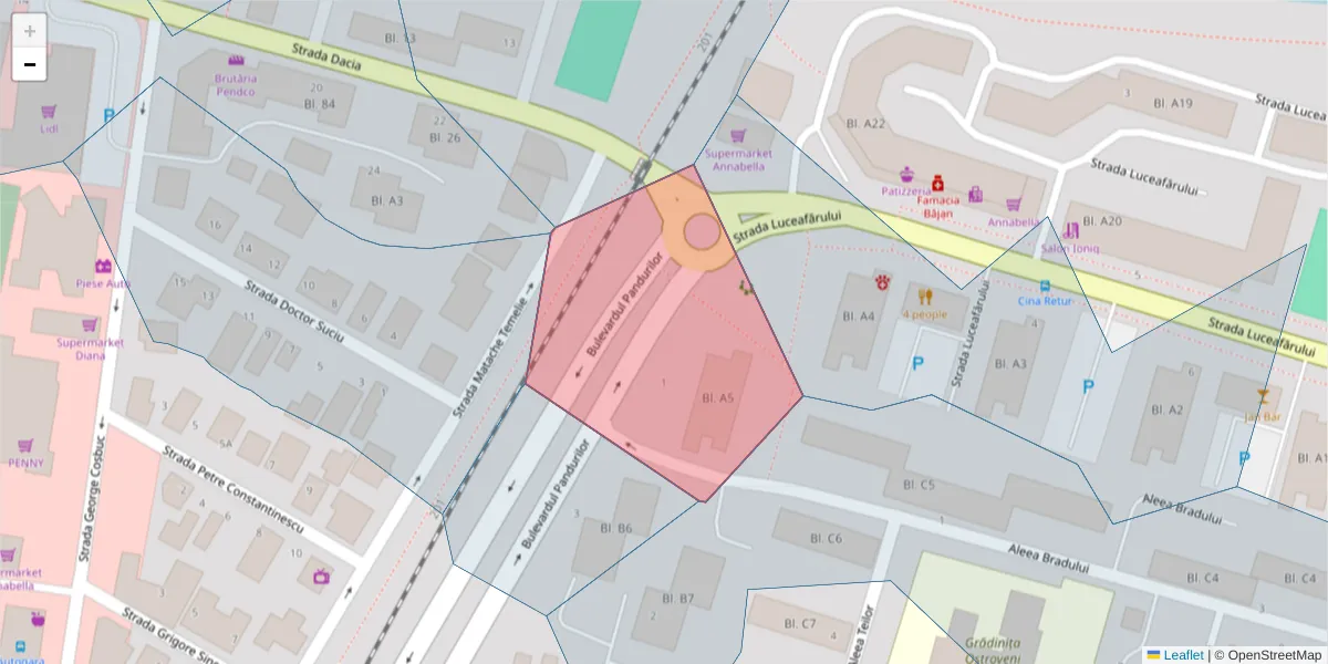 Hartă a codului poștal  și a codurilor poștale învecinate