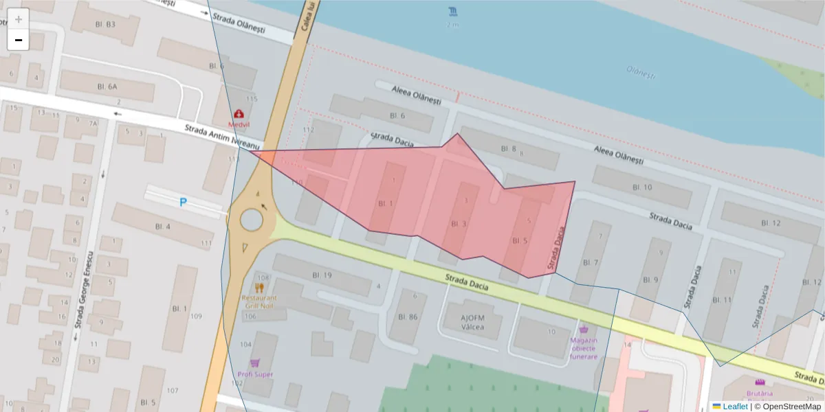 Hartă a codului poștal  și a codurilor poștale învecinate