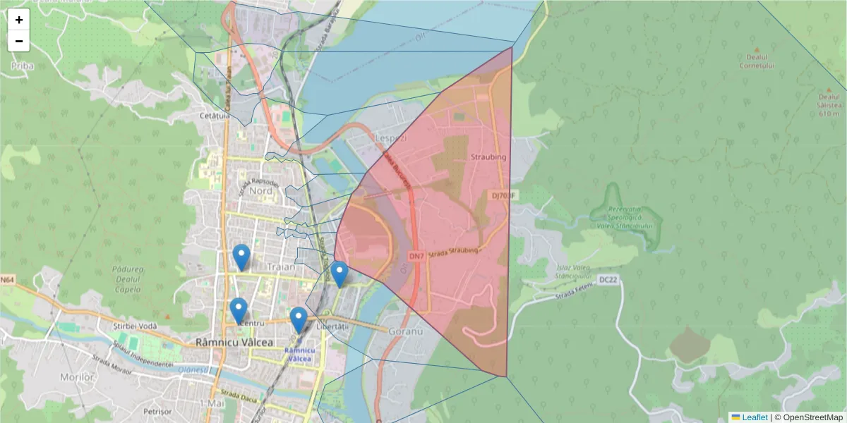 Hartă a codului poștal  și a codurilor poștale învecinate