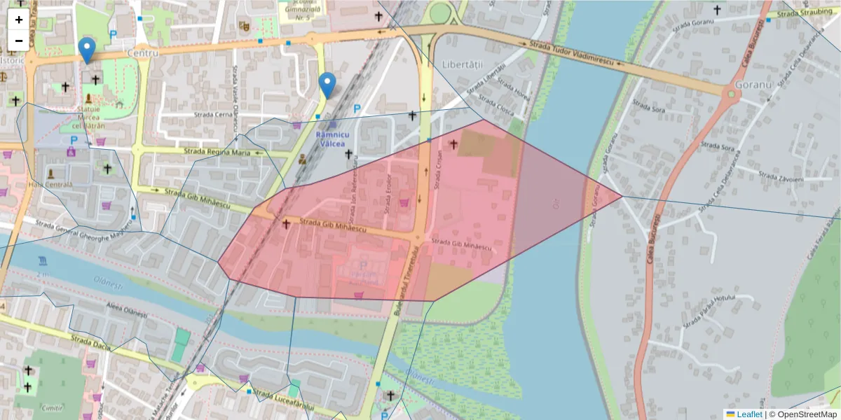 Hartă a codului poștal  și a codurilor poștale învecinate