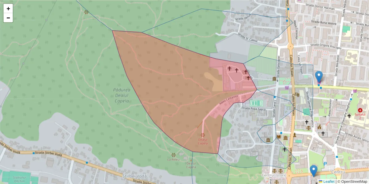 Hartă a codului poștal  și a codurilor poștale învecinate