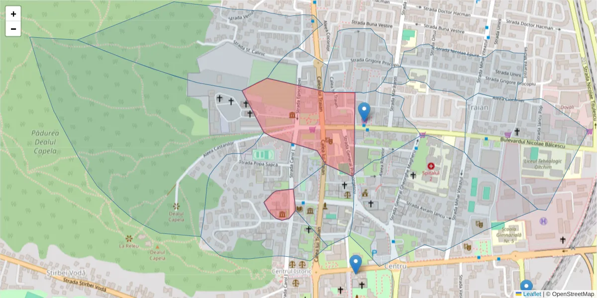 Hartă a codului poștal  și a codurilor poștale învecinate
