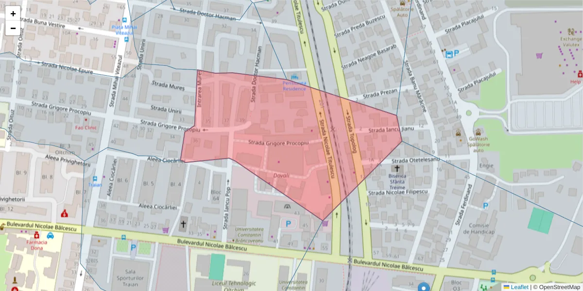 Hartă a codului poștal  și a codurilor poștale învecinate