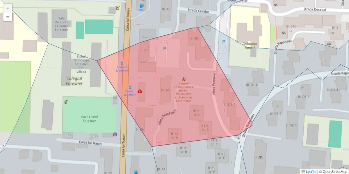 Hartă a codului poștal  și a codurilor poștale învecinate