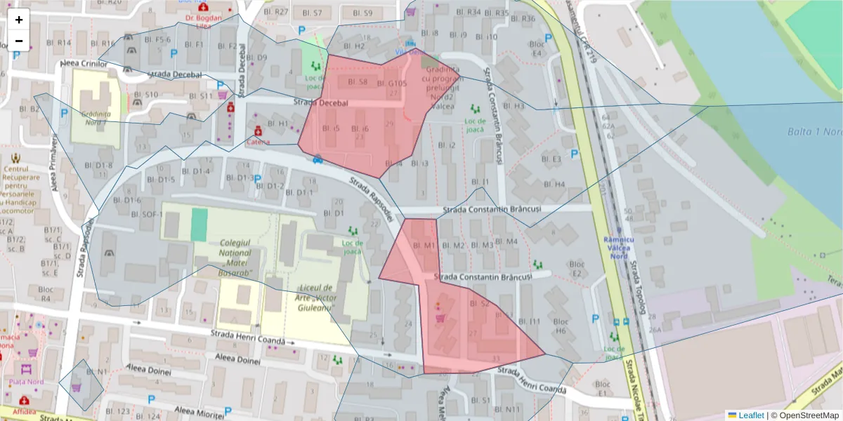 Hartă a codului poștal  și a codurilor poștale învecinate