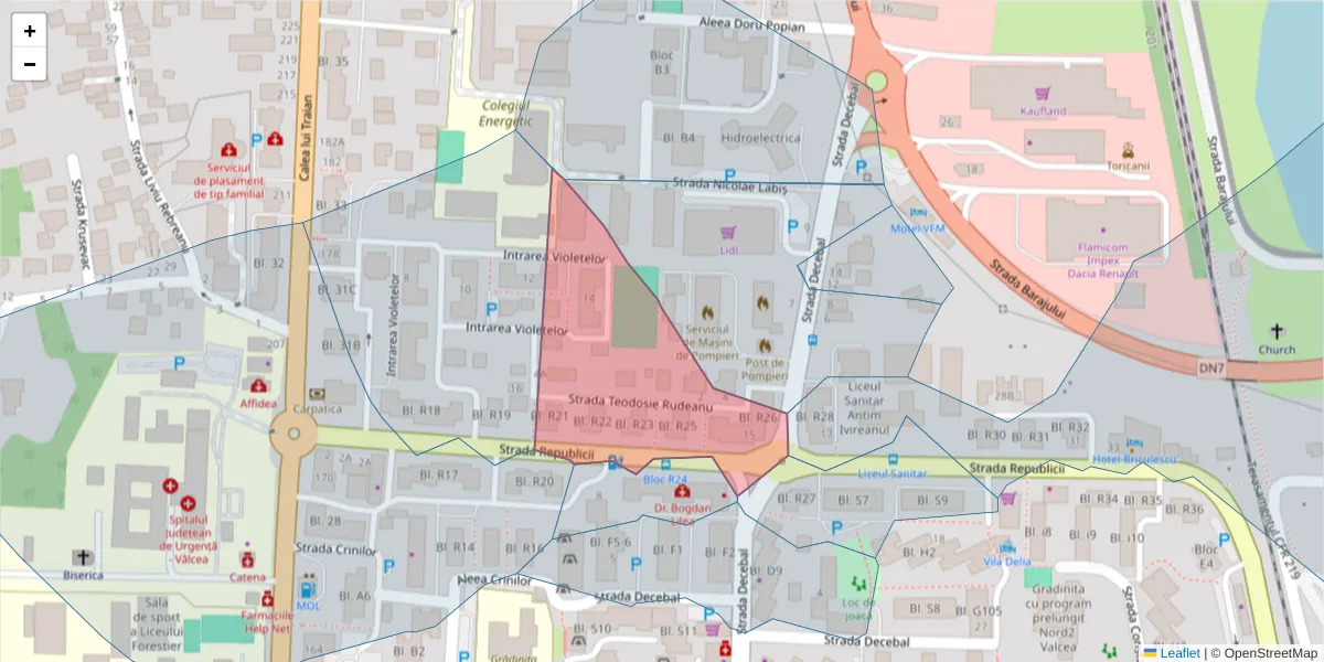 Hartă a codului poștal  și a codurilor poștale învecinate