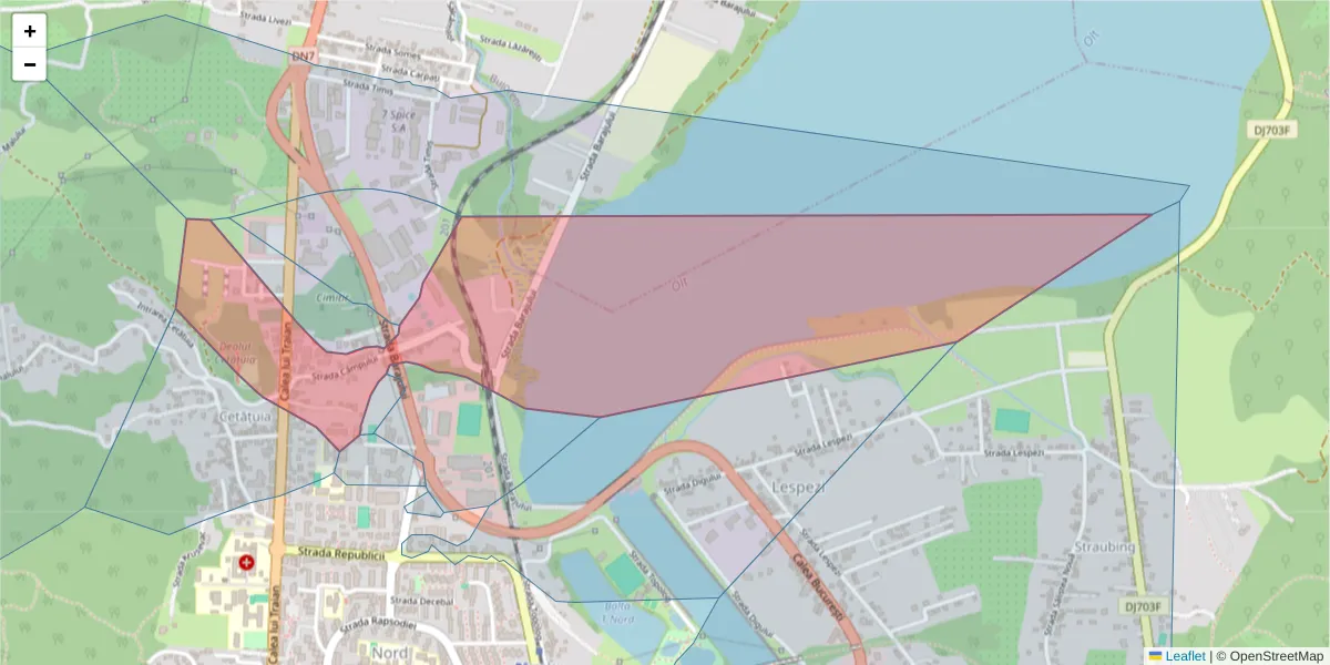 Hartă a codului poștal  și a codurilor poștale învecinate