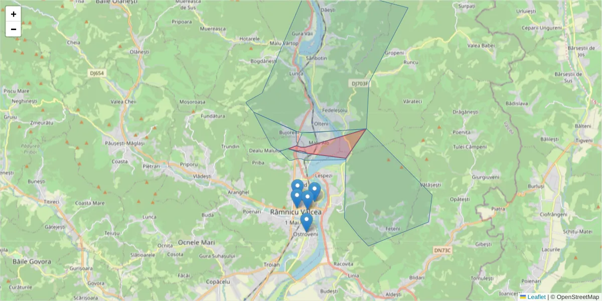 Hartă a codului poștal  și a codurilor poștale învecinate