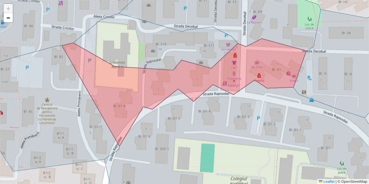 Hartă a codului poștal  și a codurilor poștale învecinate