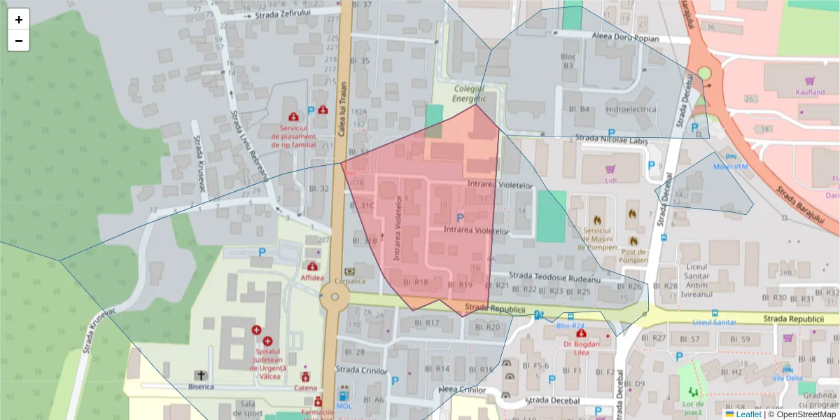 Hartă a codului poștal  și a codurilor poștale învecinate