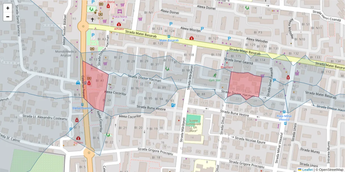 Hartă a codului poștal  și a codurilor poștale învecinate