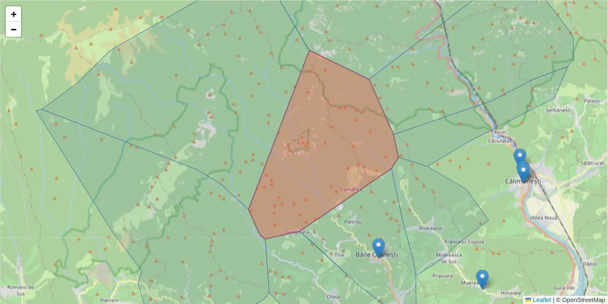 Hartă a codului poștal  și a codurilor poștale învecinate