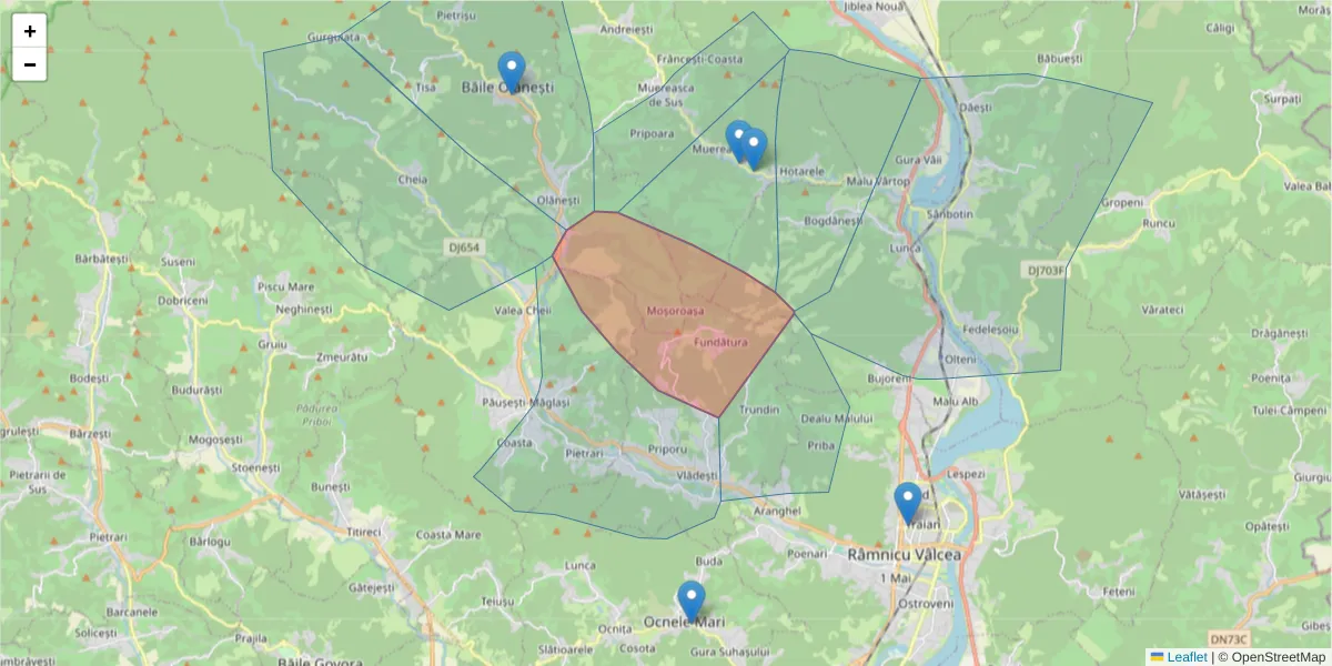 Hartă a codului poștal  și a codurilor poștale învecinate