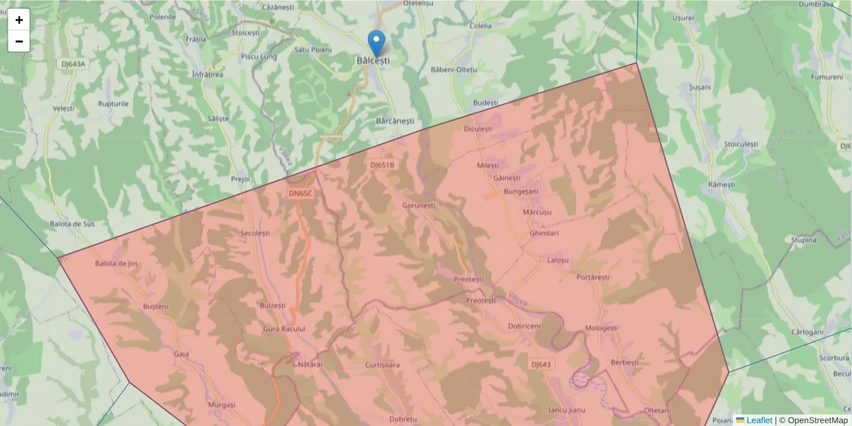 Hartă a codului poștal  și a codurilor poștale învecinate