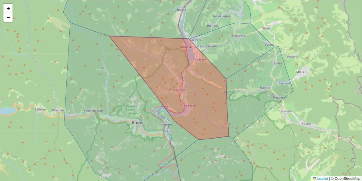 Hartă a codului poștal  și a codurilor poștale învecinate