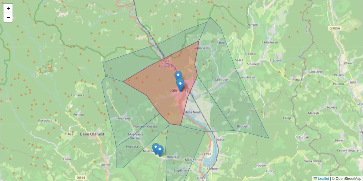 Hartă a codului poștal  și a codurilor poștale învecinate