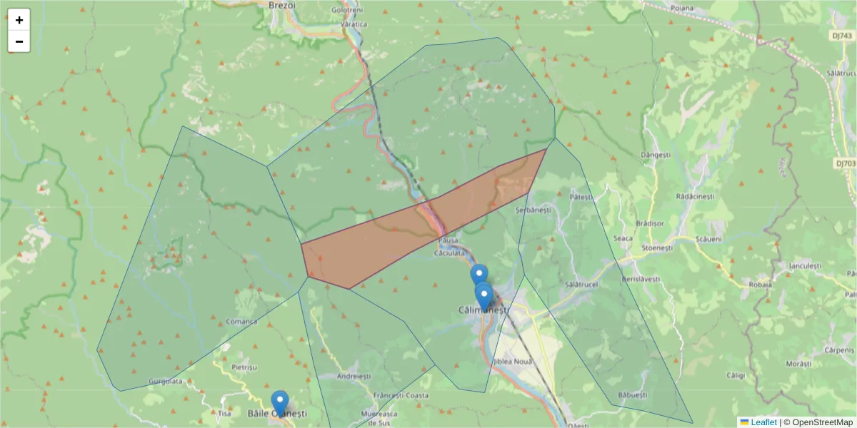 Hartă a codului poștal  și a codurilor poștale învecinate