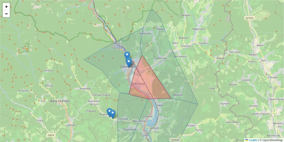 Hartă a codului poștal  și a codurilor poștale învecinate