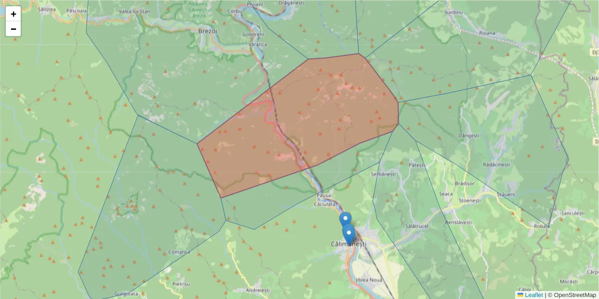 Hartă a codului poștal  și a codurilor poștale învecinate