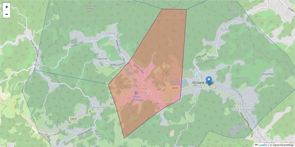 Hartă a codului poștal  și a codurilor poștale învecinate