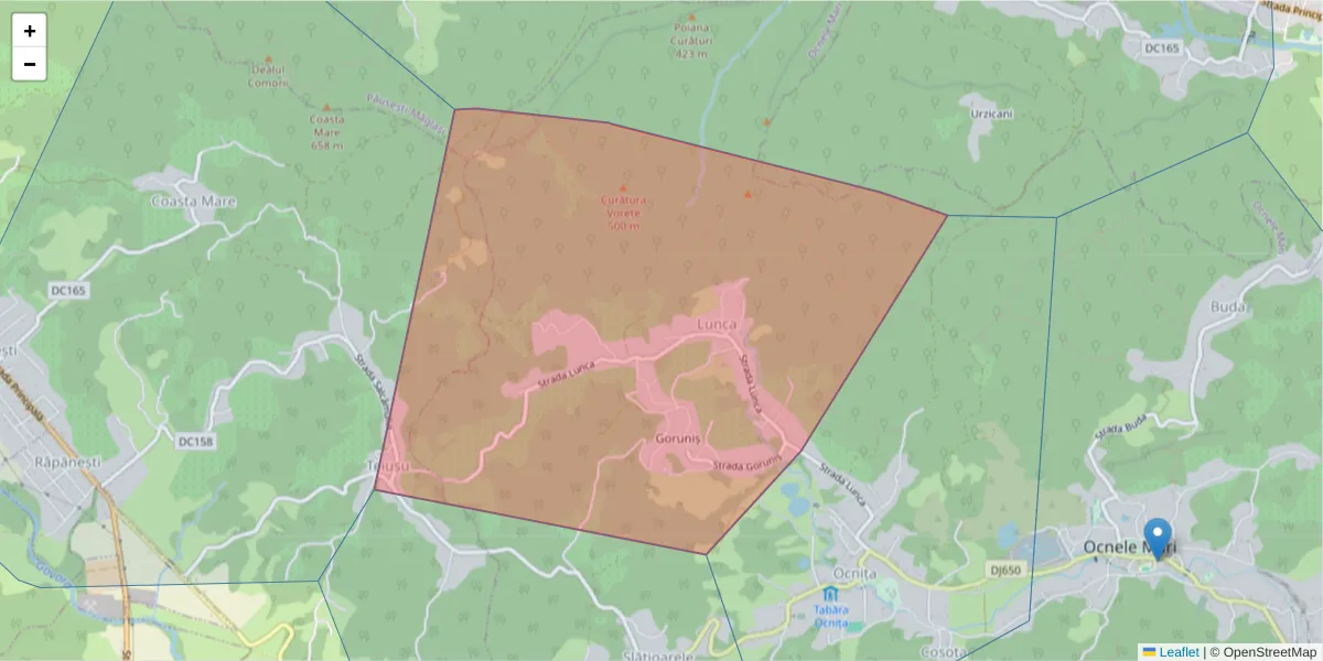 Hartă a codului poștal  și a codurilor poștale învecinate