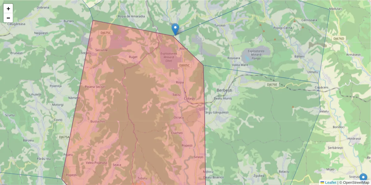 Hartă a codului poștal  și a codurilor poștale învecinate