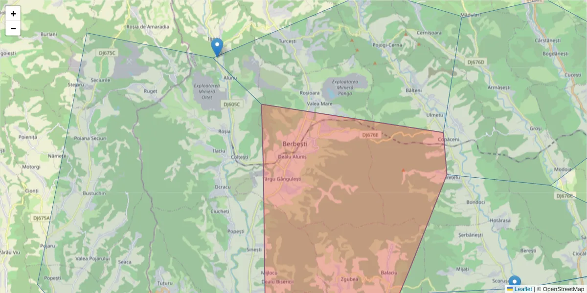 Hartă a codului poștal  și a codurilor poștale învecinate