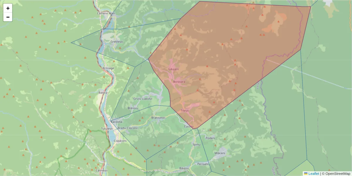 Hartă a codului poștal  și a codurilor poștale învecinate