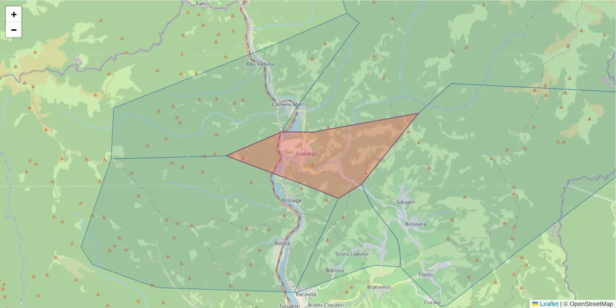 Hartă a codului poștal  și a codurilor poștale învecinate