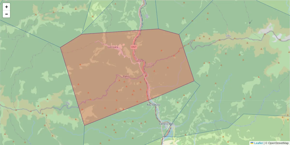 Hartă a codului poștal  și a codurilor poștale învecinate