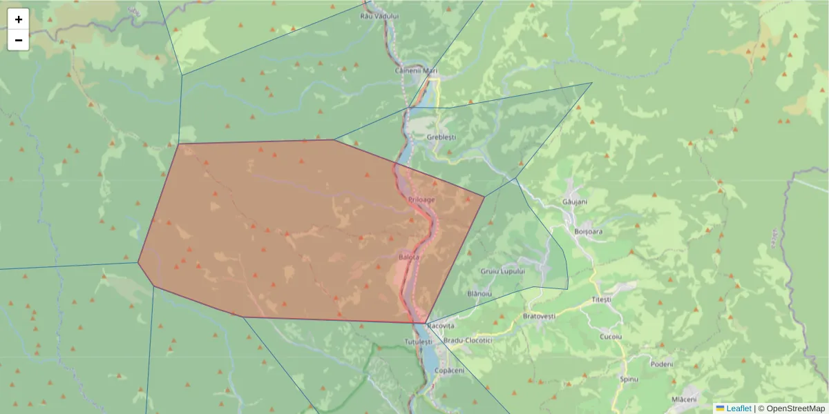 Hartă a codului poștal  și a codurilor poștale învecinate
