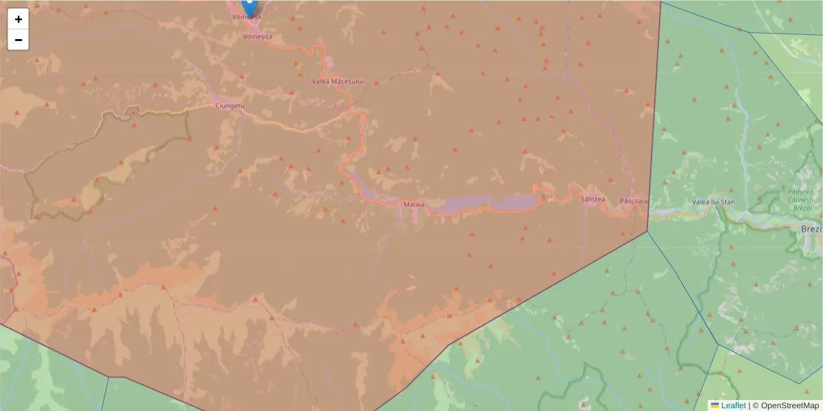 Hartă a codului poștal  și a codurilor poștale învecinate