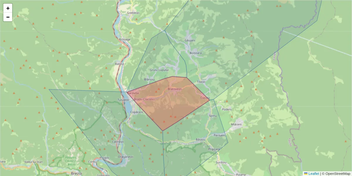 Hartă a codului poștal  și a codurilor poștale învecinate