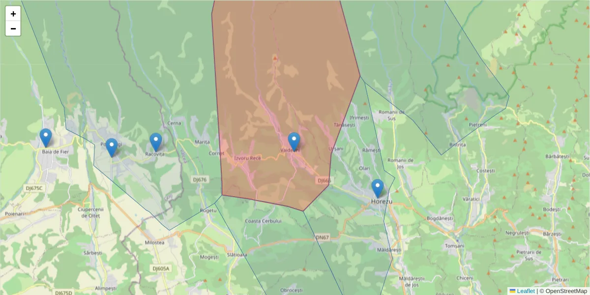 Hartă a codului poștal  și a codurilor poștale învecinate
