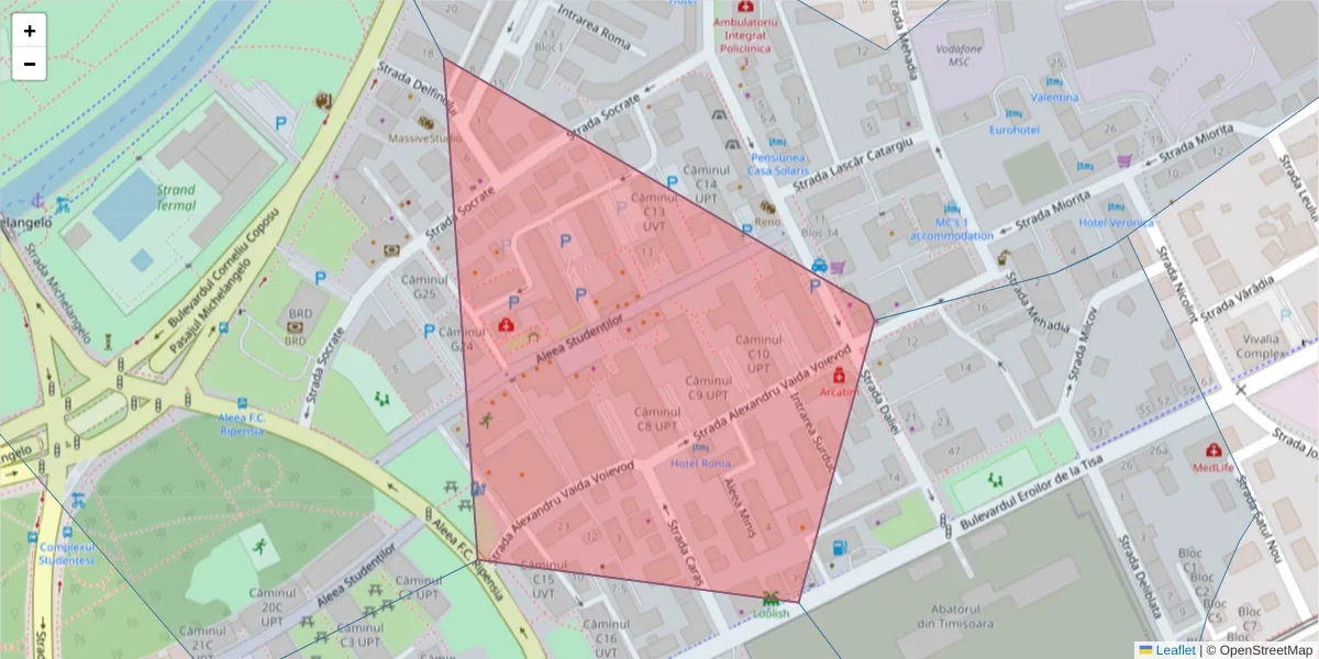 Hartă a codului poștal  și a codurilor poștale învecinate