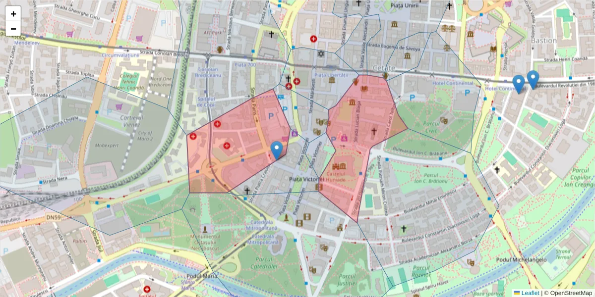 Hartă a codului poștal  și a codurilor poștale învecinate