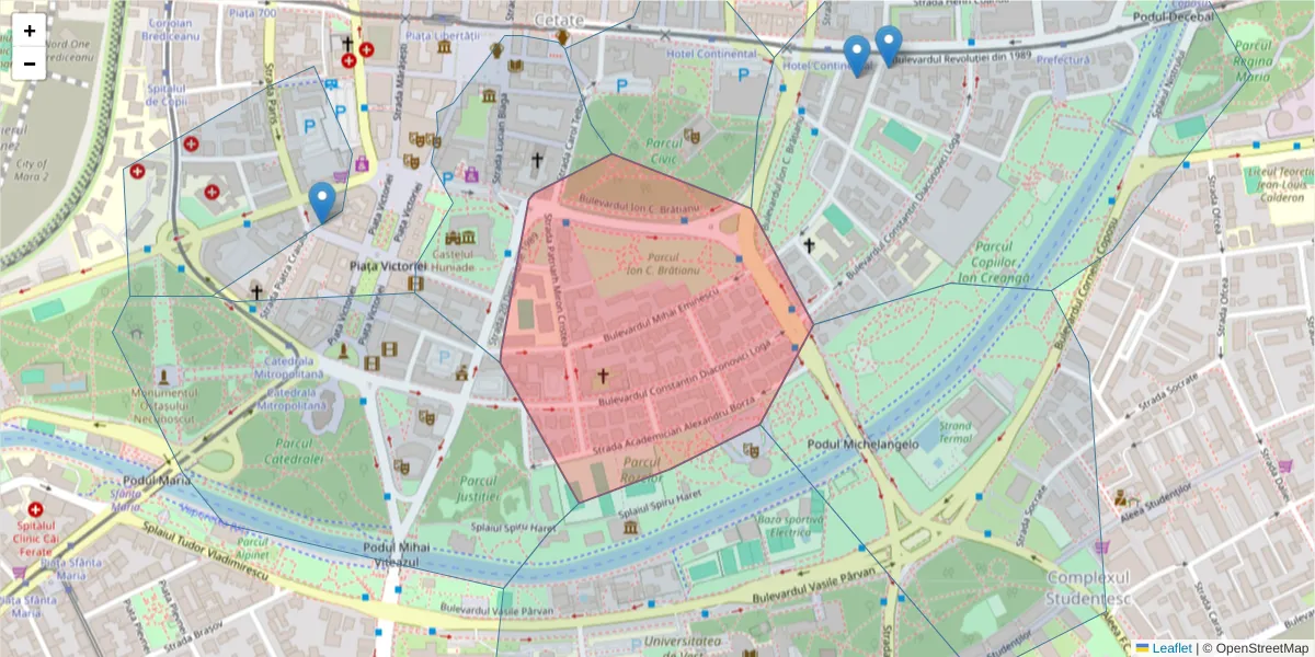 Hartă a codului poștal  și a codurilor poștale învecinate