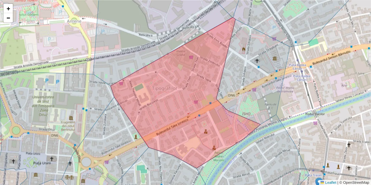 Hartă a codului poștal  și a codurilor poștale învecinate