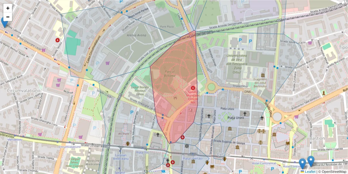 Hartă a codului poștal  și a codurilor poștale învecinate