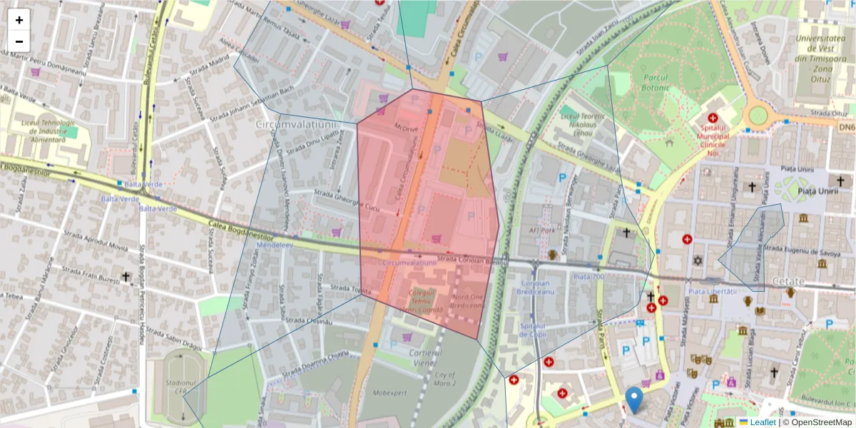 Hartă a codului poștal  și a codurilor poștale învecinate